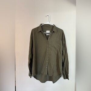 Universal Thread Button Down Linen Blend Long Sleeve size medium